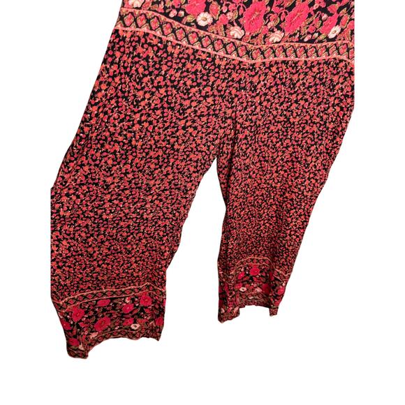 Free‎ Peopke red and black floral print wide leg boho jumpsuit - Picture 5 of 9